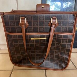 Steve Madden Brown Logo Messenger Tote with Tan Trim
